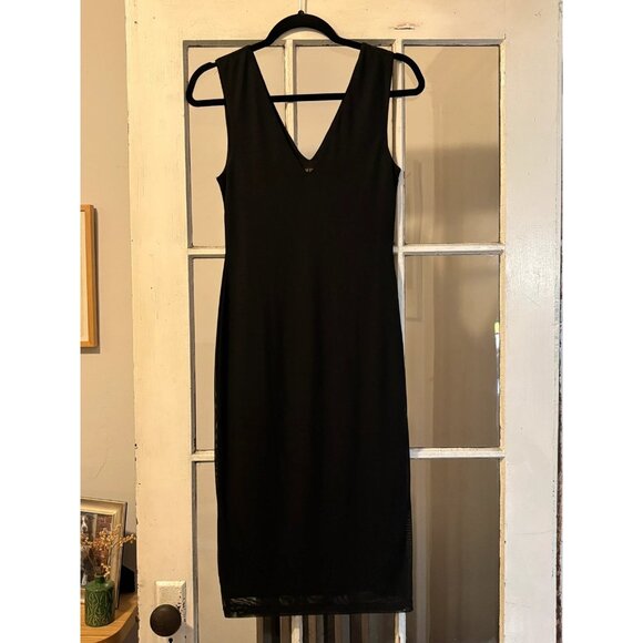 Afrm Size S Little Black Dress Midi Length V-Neck Body Con Dress - Picture 1 of 8